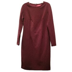 Betsey Johnson Long Sleeve Round Neck Dress Size 12 Burgundy NWT 80s